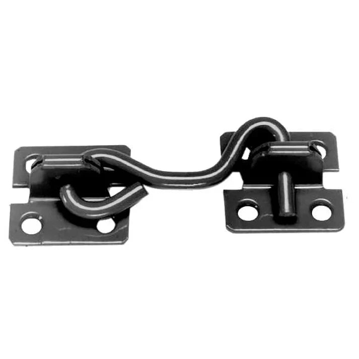 Heavy-Duty Black Wire Cabin Hook and Eye 75mm