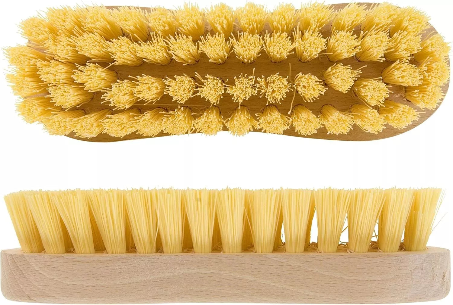 Traditional Wooden Laundry Scrubbing Brush Floor Hard Stiff Bristle Curved Grip