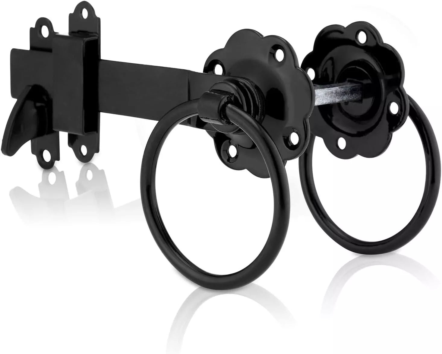 Black Steel Ring Gate Latch - 150mm Garden Gate Hardware